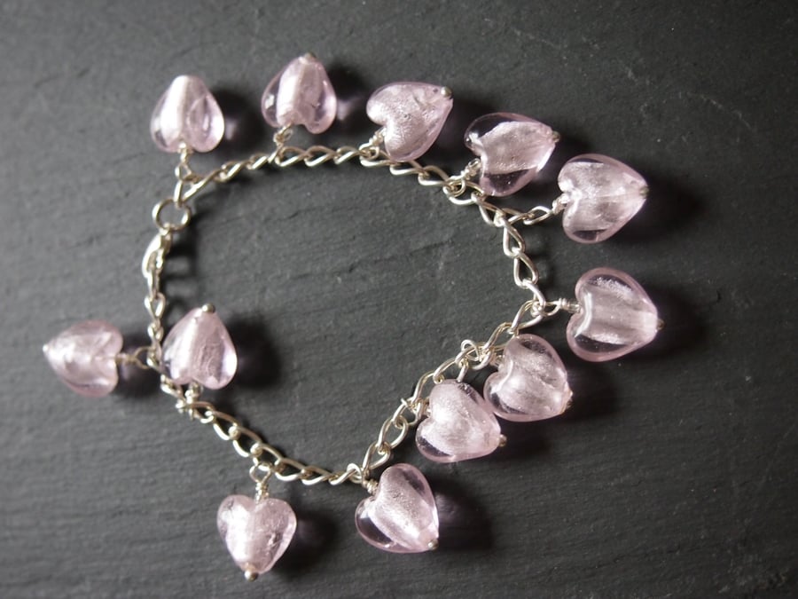 Pale pink hearts bracelet