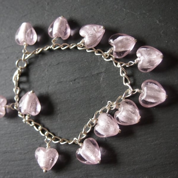 Pale pink hearts bracelet