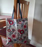 Floral Daisy, Chrysanthemum Tote Bag. Blues And Reds. Floral Shopping Bag. - Image 4