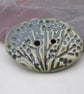Large Forest Green Oval Seedhead Handmade Ceramic Button