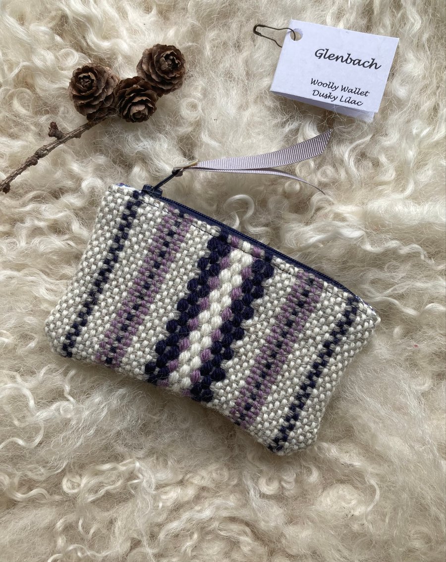 Woolly Wallet - Dusky Lilac. Handwoven in Wales