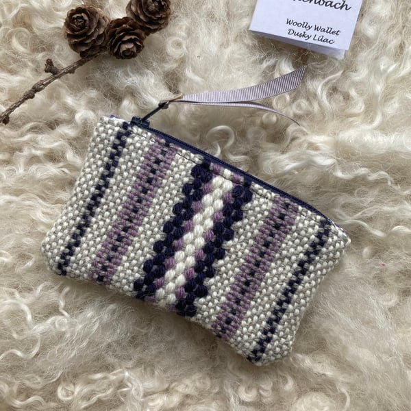 Woolly Wallet - Dusky Lilac. Handwoven in Wales