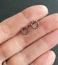 Small circle studs, Front facing hoops, Oxidised sterling silver - Image 2