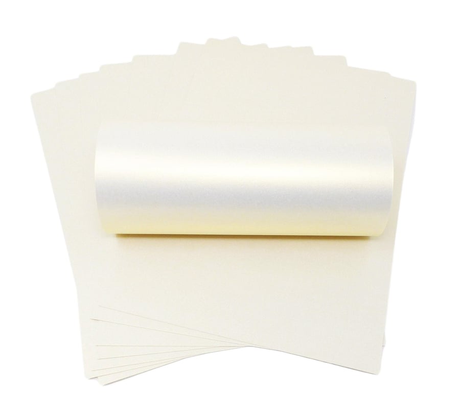 10 Sheets Ivory Ice Gold Haze Pearlescent Shimmer Double Sided A4 Decorative Car