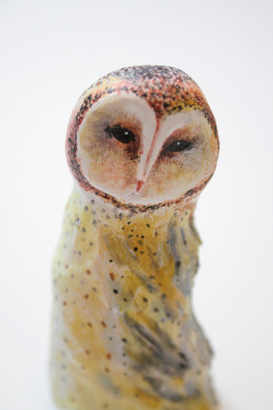 Barn Owl Sculpture, Polymer Clay