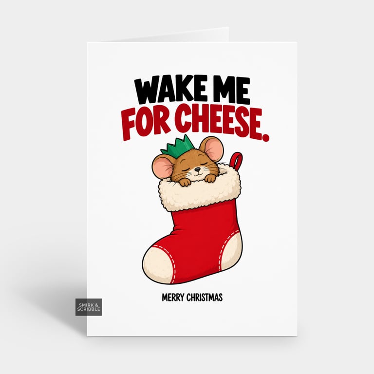 Funny Christmas Card For Him Or Her - Cute Mouse