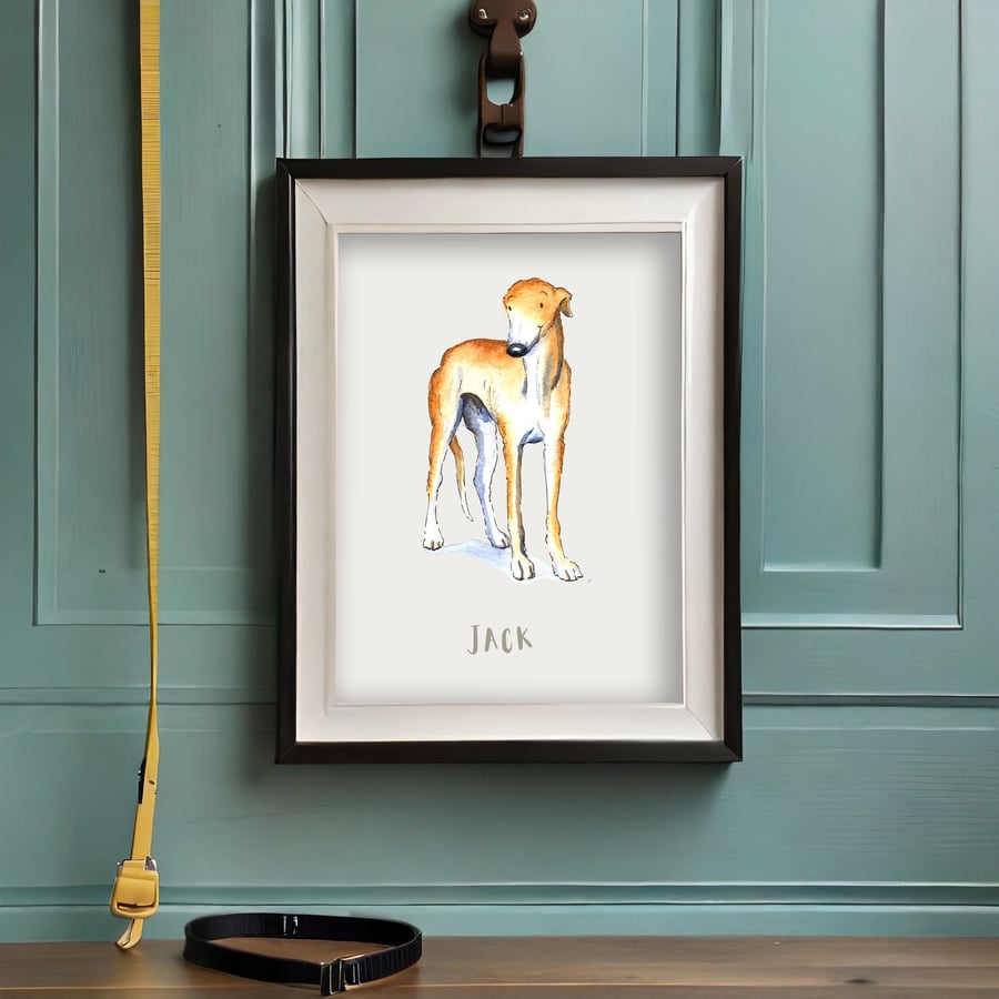 Greyhound Blonde Personalised Dog Print