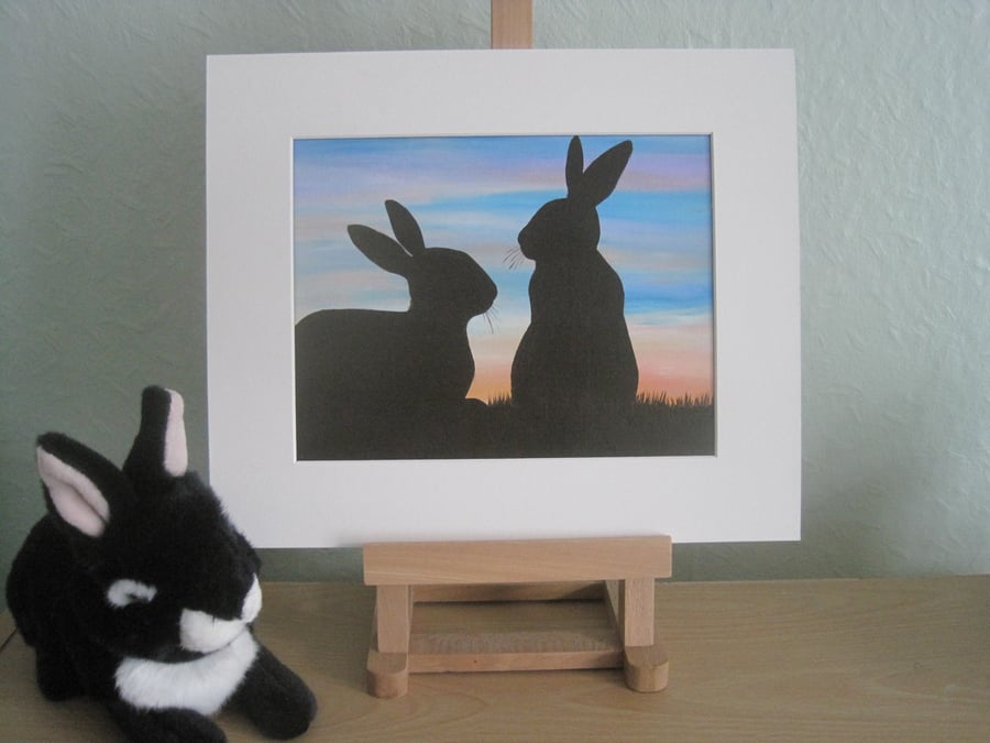 Bunny Rabbit Silhouette Original Painting