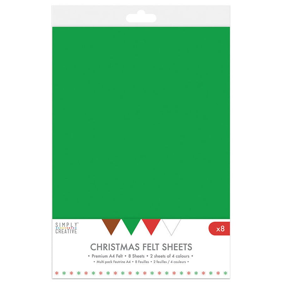 Simply Creative Christmas A4 Felt Sheets x 8 Multiple Pack