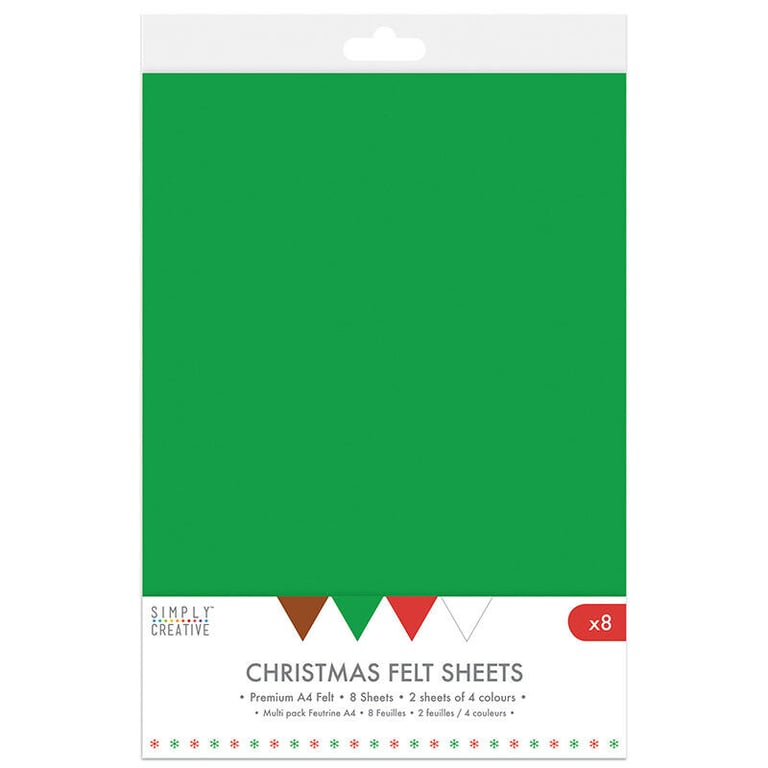 Simply Creative Christmas A4 Felt Sheets x 8 Multiple Pack