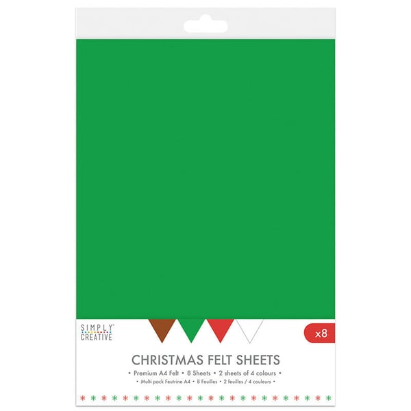 Simply Creative Christmas A4 Felt Sheets x 8 Multiple Pack