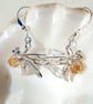 Realistic 3D Sterling Silver & Citrine Bee Earrings - Image 1