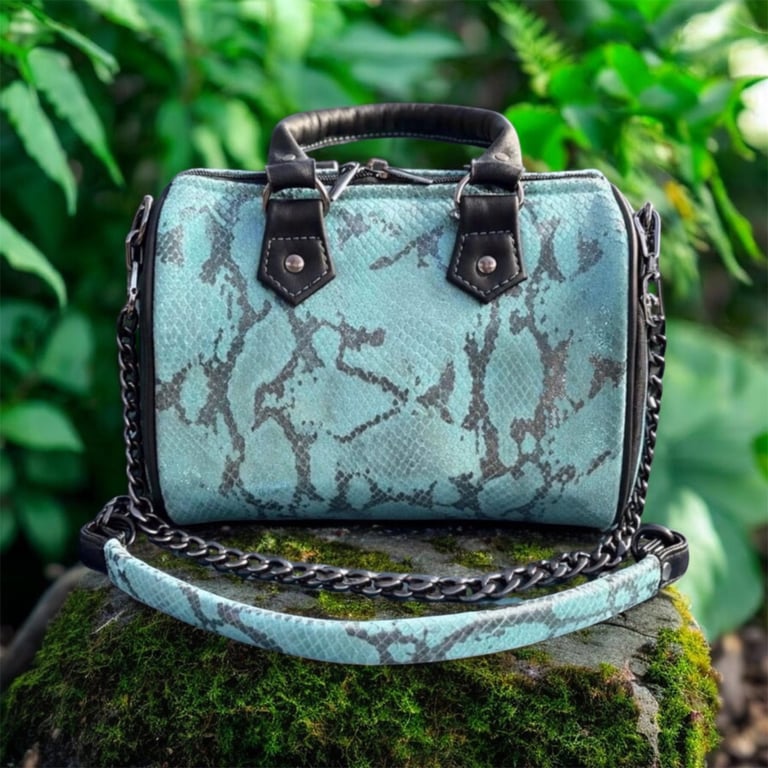 Luluxe Ocean Jewel Turquoise Leather Handbag