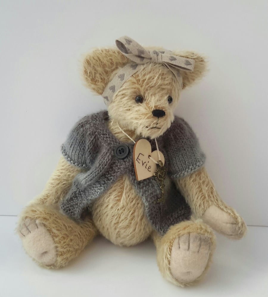 SOLD, RESERVED FOR PAT, Evie, OOAK Mohair Artist Bear.  