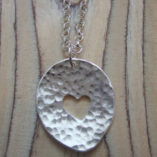 Sterling Silver Hammered Heart Nugget