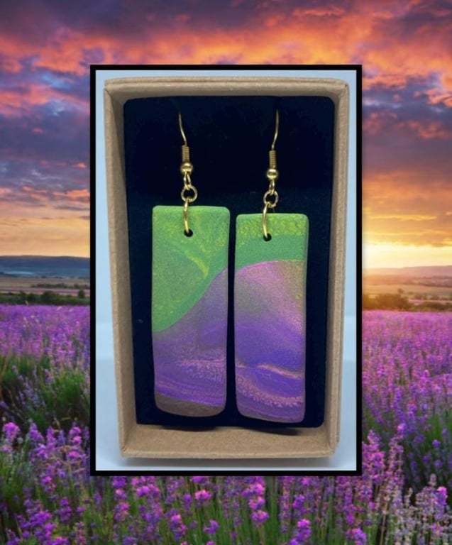 Lavender fields lightweight clay earrings