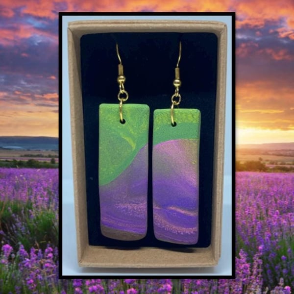 Lavender fields lightweight clay earrings
