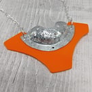 Recycled Aluminium Drink Can Base, Orange Acrylic Shape Necklace Pendant