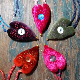 Textile art amulet , necklace, hanging, textile art, velvet keepsake
