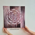 Original textured painting,  Abstract flower, Wall art 16x16 inches 