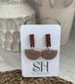 Boho Statement Jewellery - Taupe Fan-Shaped Polymer Clay Earrings  - Image 2