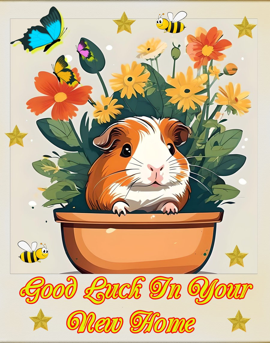Guinea Pig Good Luck In Your New Home Greeting Card A5