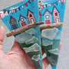 Rustic Hand Painted Driftwood Houses, Wooden Hanging Decoration, Sea Glass