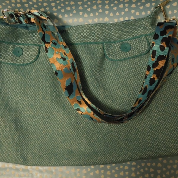 Teal 'Skirt' bag with wide shoulder strap