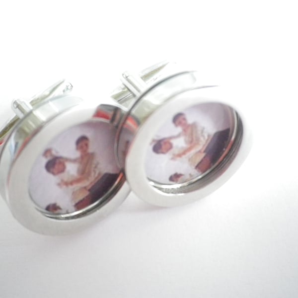  1930sTango dancers cufflinks, free shipping, gift wrapped, lovely image, 123.. 