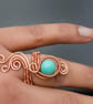 Copper ring ,copper ring-adjustable, Turquoise Shell Pearl Faceted ring. - Image 3