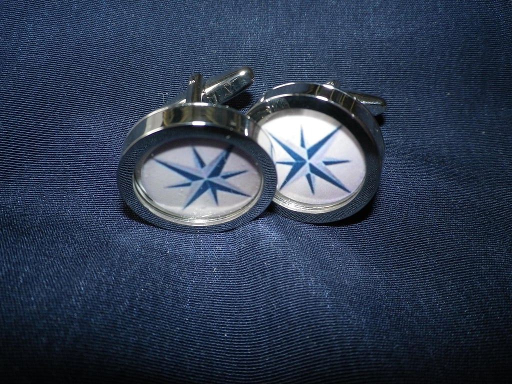 Blue Star cufflinks, free shipping, gift wrapped, elegant image, Ref 3566