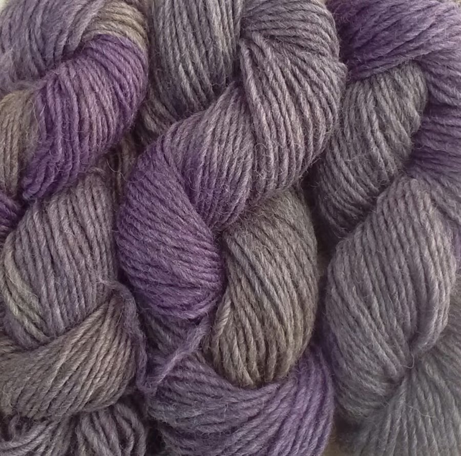 50g Hand-dyed 100% Wool  DK Purple Elephant