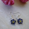 Blue Millefiori Flower Bead Earrings