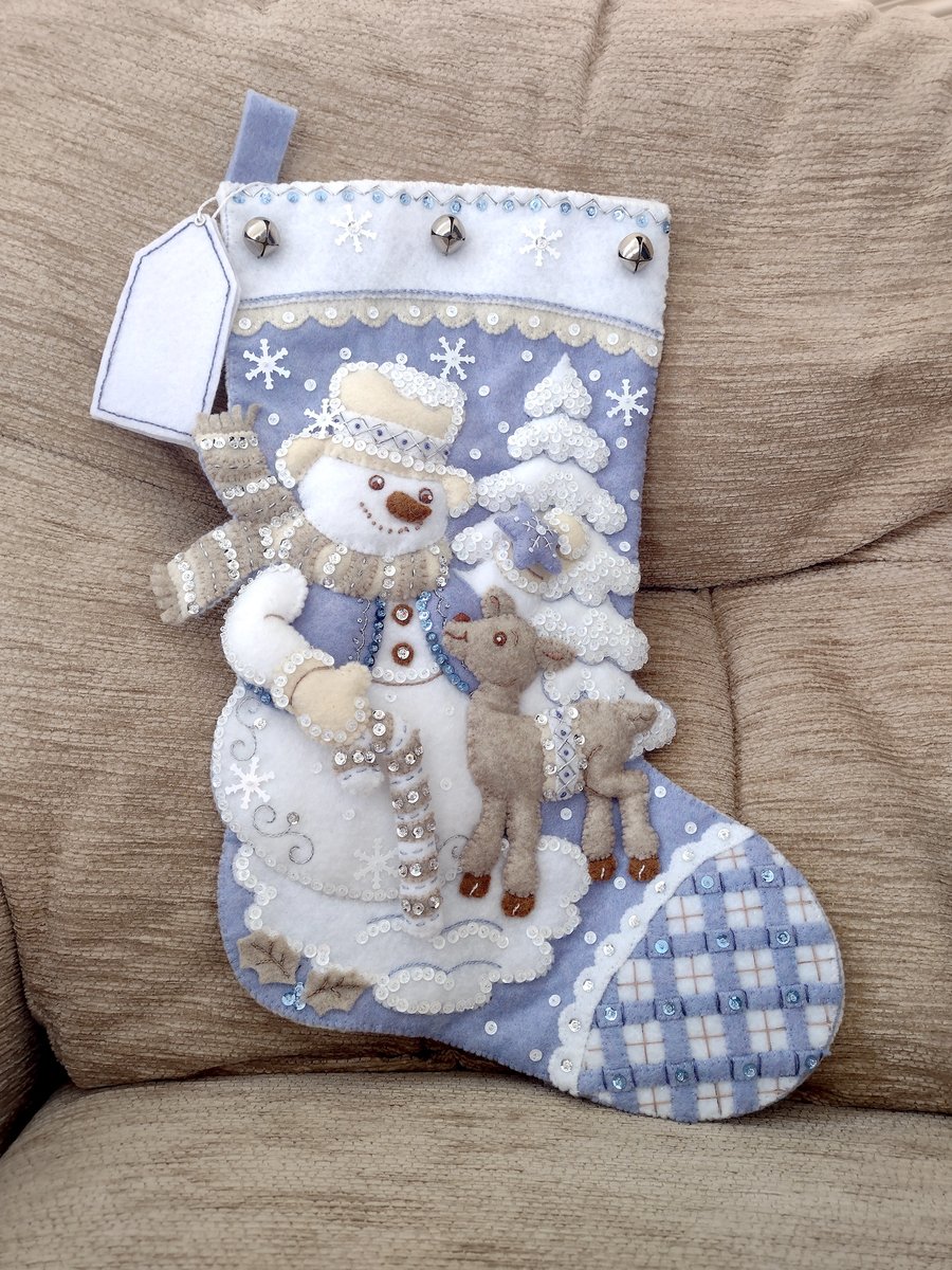 Winter Wonderland Felt Stocking - Personalised - Snowman - Christmas - Bucilla