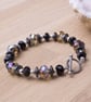  Hematite sparkle bracelet - dark rainbow crystal bracelet - Image 1
