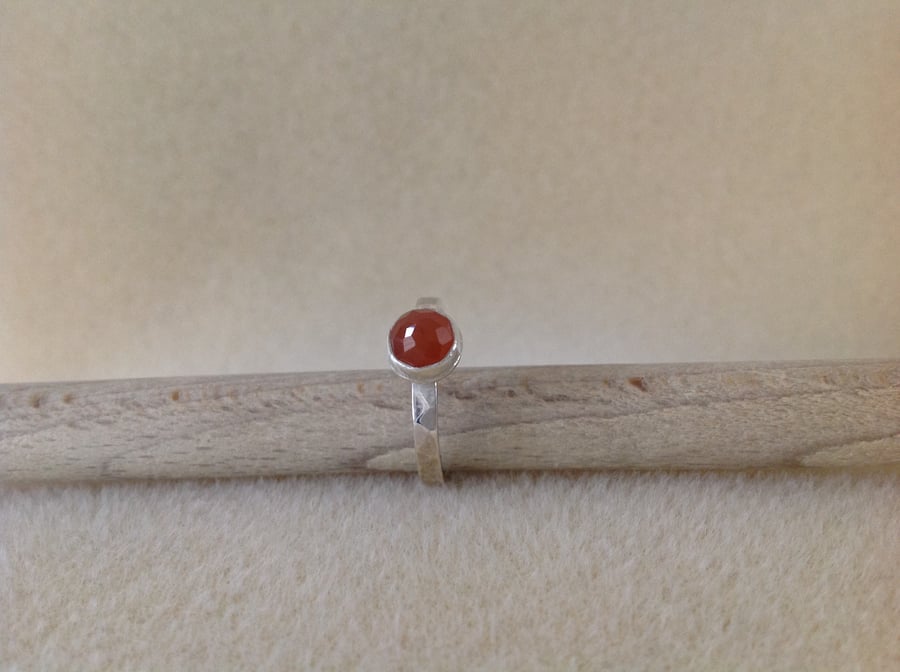  Peach Moonstone and sterling silver ring
