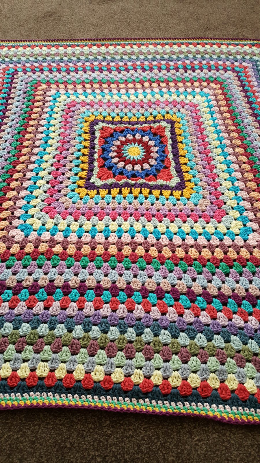 unique pure cotton square multicoloured granny blanket