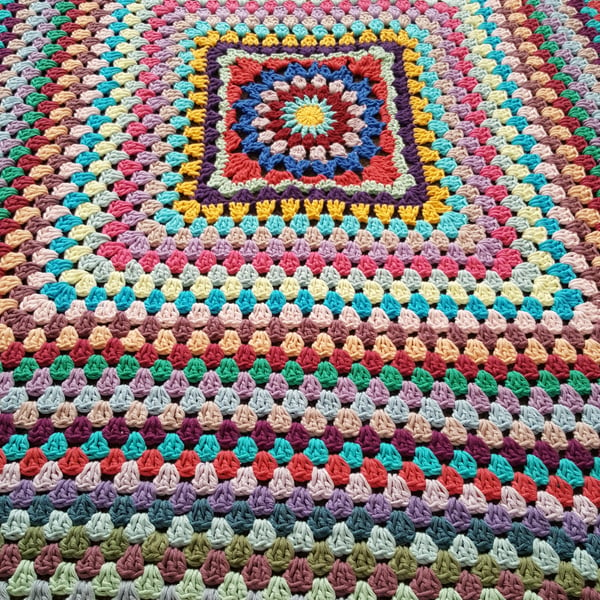 unique pure cotton square multicoloured granny blanket