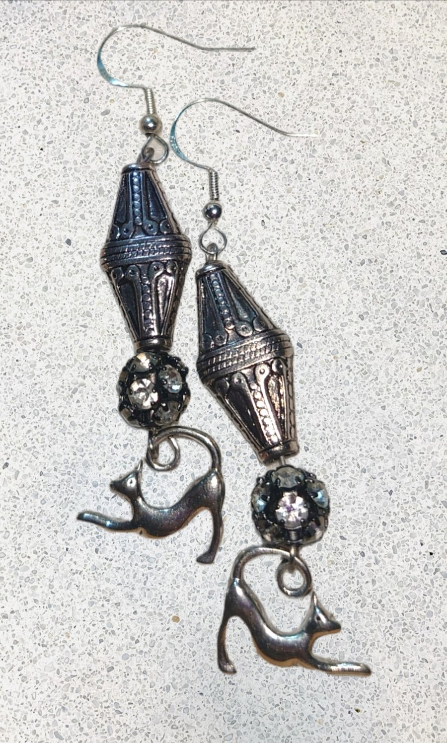 Sterling silver hook cat earrings 