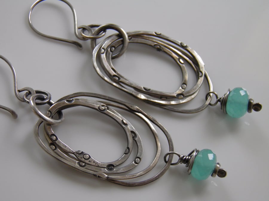 Aqua Chalcedony Sterling Silver Earrings 