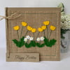 Handmade Birthday Card. Yellow and white flowers from wool felt. Keepsake.