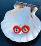 Apple For The Teacher polymer clay stud earrings (red background) - Image 1