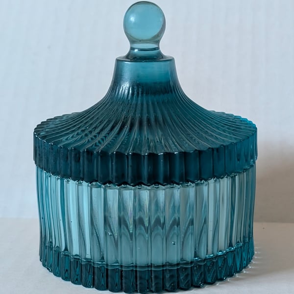 Small Fluted Turquoise Coloured Resin Jar