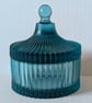 Small Fluted Turquoise Coloured Resin Jar