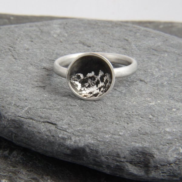Stormy Seas Oxidised Sterling Silver Ring 