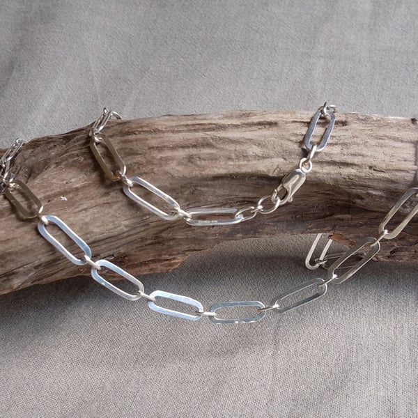 Handmade Sterling Silver Linked Oval Necklace