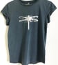 Dragonfly Womens organic cotton rolled short sleeve stonewash denim blue tee - Image 1