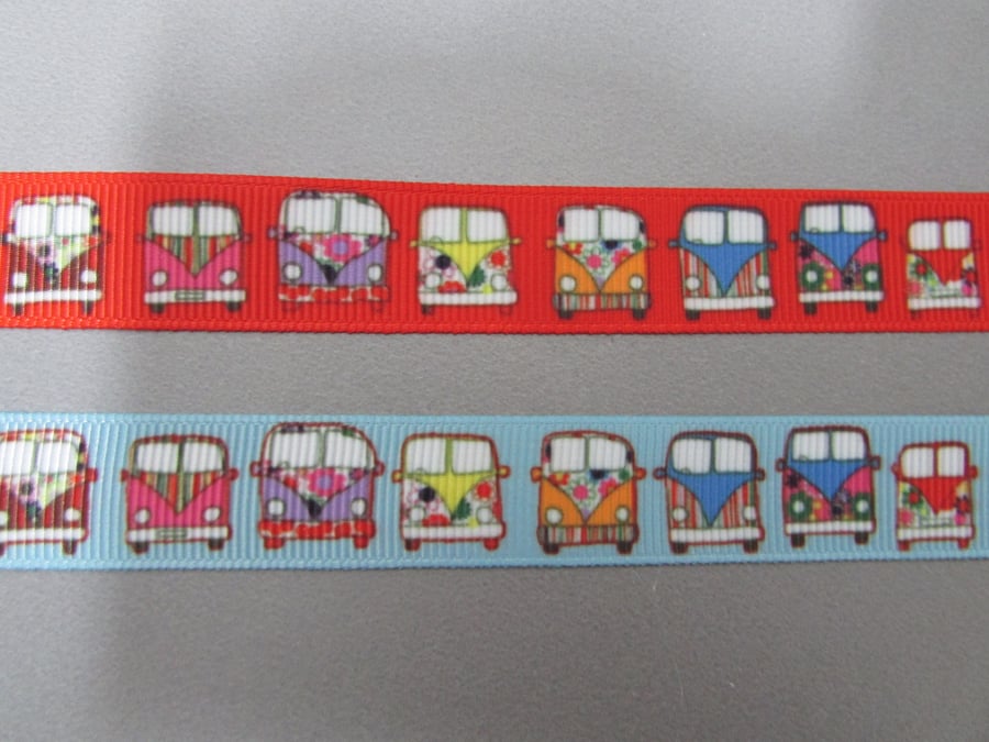 Campervan Grosgrain Ribbon 1.6cm width x 1 metre