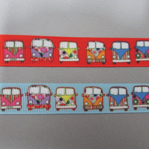 Campervan Grosgrain Ribbon 1.6cm width x 1 metre
