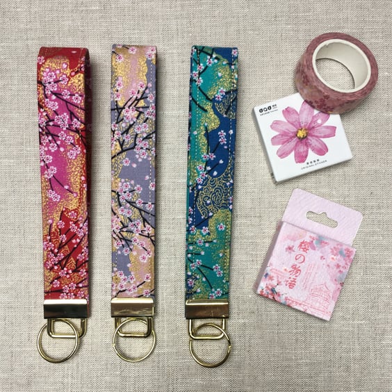 Japanese Blossoms Fabric Key Fob